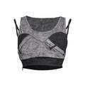 Striped Knit Denim Patchwork High-Rise Crop Tank Top With Built-In Bra Pads
