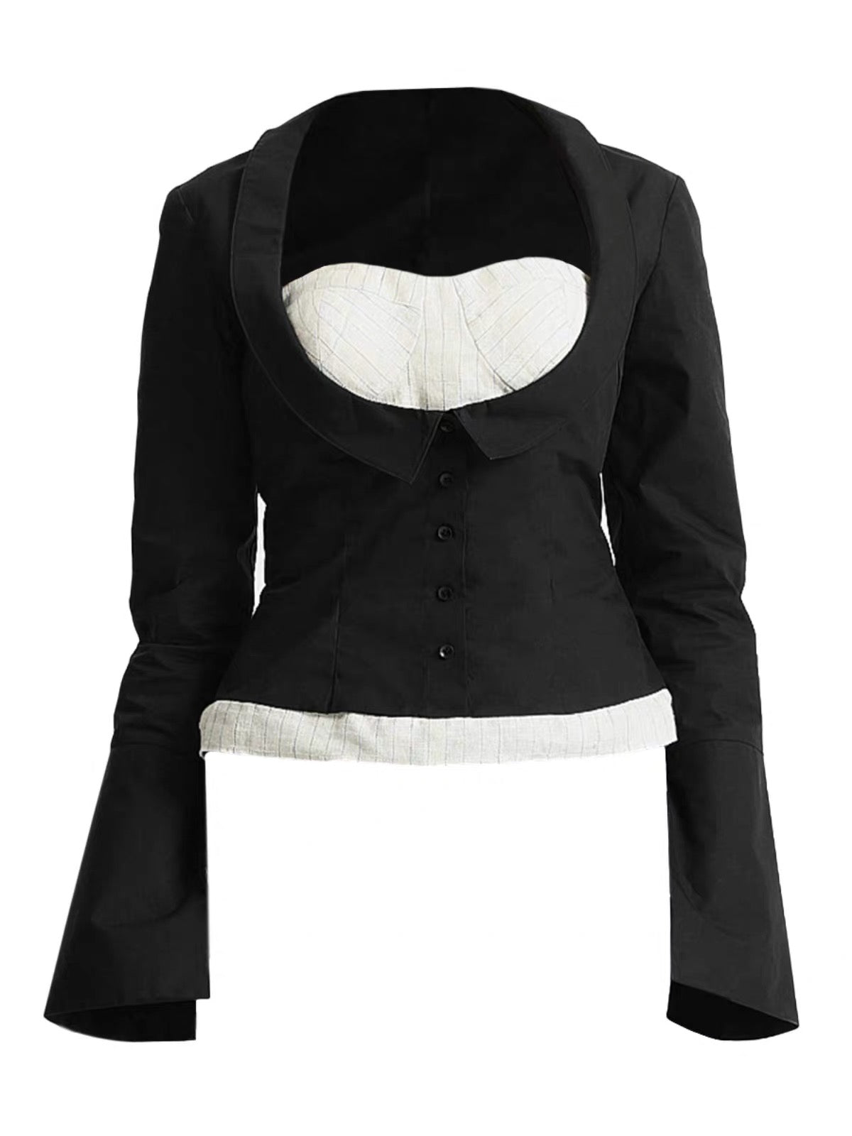 Fitted Shirt & Linen Bustier Two Piece Set