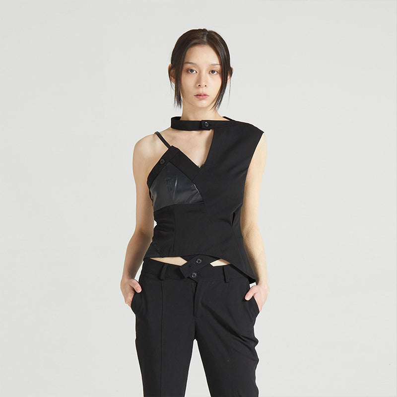 Deconstructed Suit-Structured Halter Top