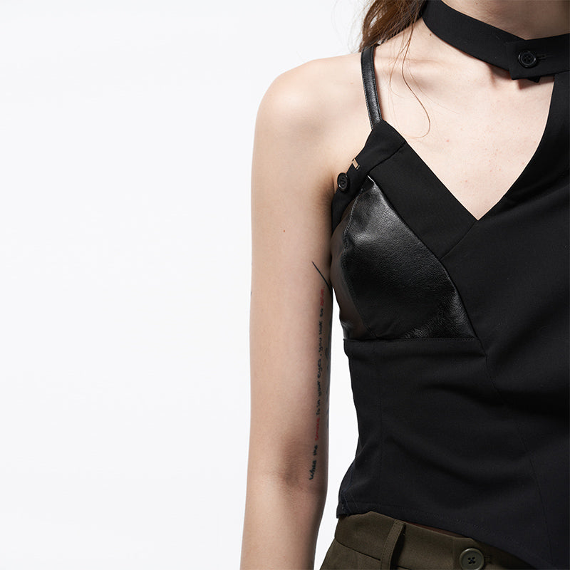 Deconstructed Suit-Structured Halter Top