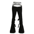 High Waist Printed Tie-Strap Floor Length Flare Pants
