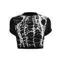 Printed Fitted High Waist Black T-shirt