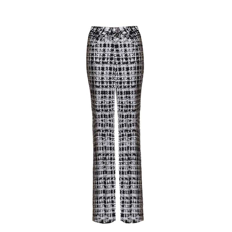 Plaid Cotton Wide-Leg Trousers
