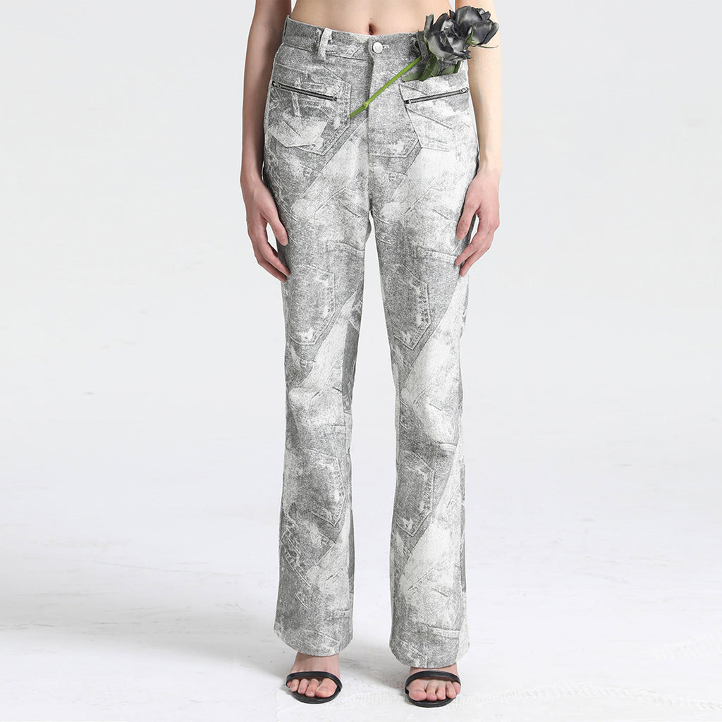Libasic Unisex Printed Denim Casual Two-Piece Set