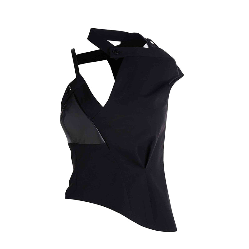 Deconstructed Suit-Structured Halter Top