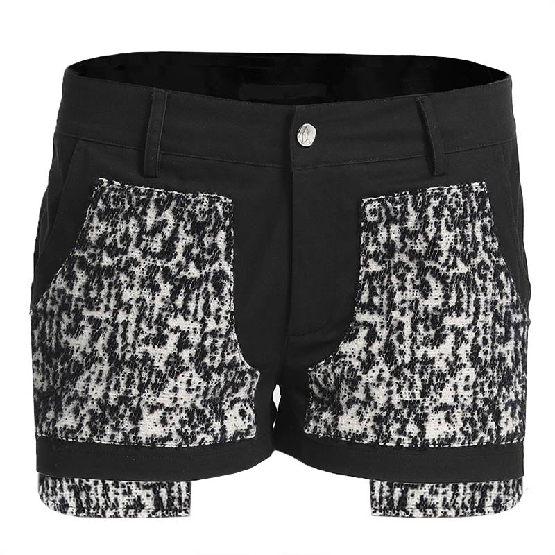 Wool Lace-Up Cami Vest & Wool Shorts Two-Piece Set