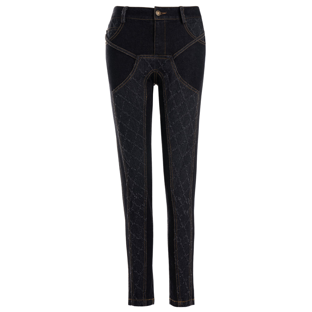 Paneled Denim Tapered Jeans