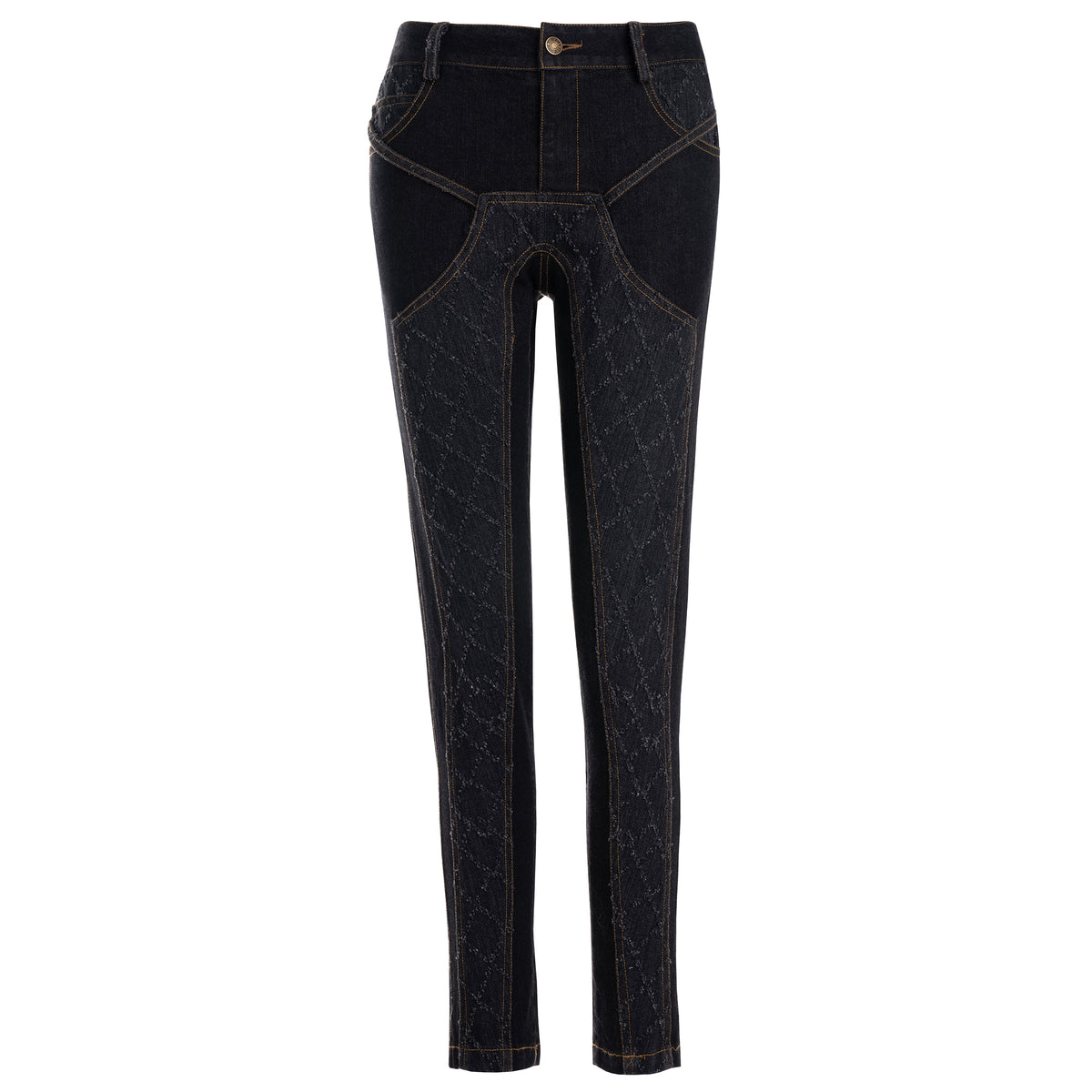 Paneled Denim Tapered Jeans