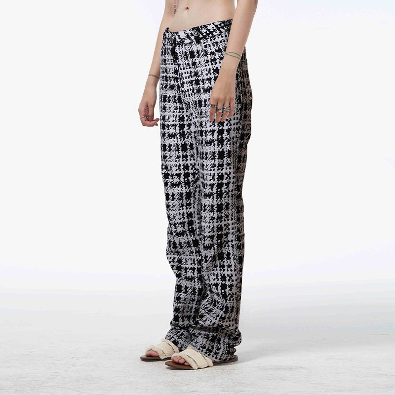 Plaid Cotton Wide-Leg Trousers