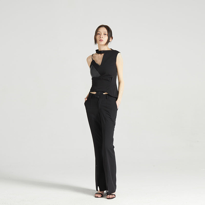 Deconstructed Suit-Structured Halter Top