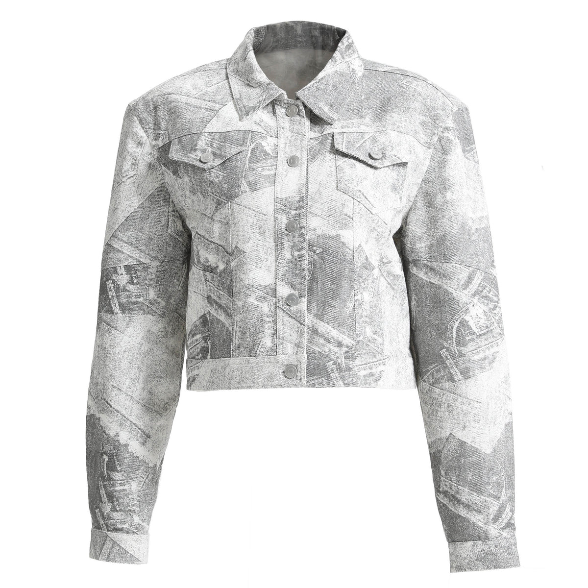Libasic Unisex Printed Denim Casual Two-Piece Set