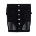 Low Rise Cutout Bodycon Denim Skirt