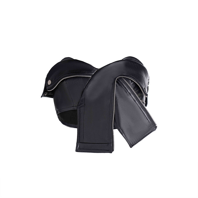 Strapless Faux Leather Crop Top with Sculptural Bow Detail