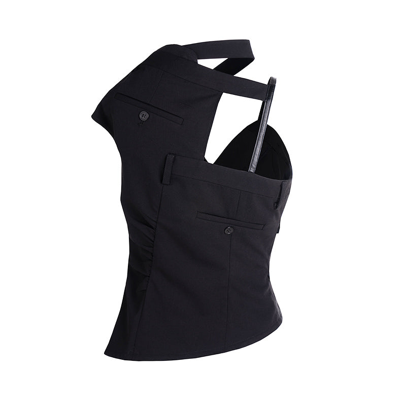 Deconstructed Suit-Structured Halter Top
