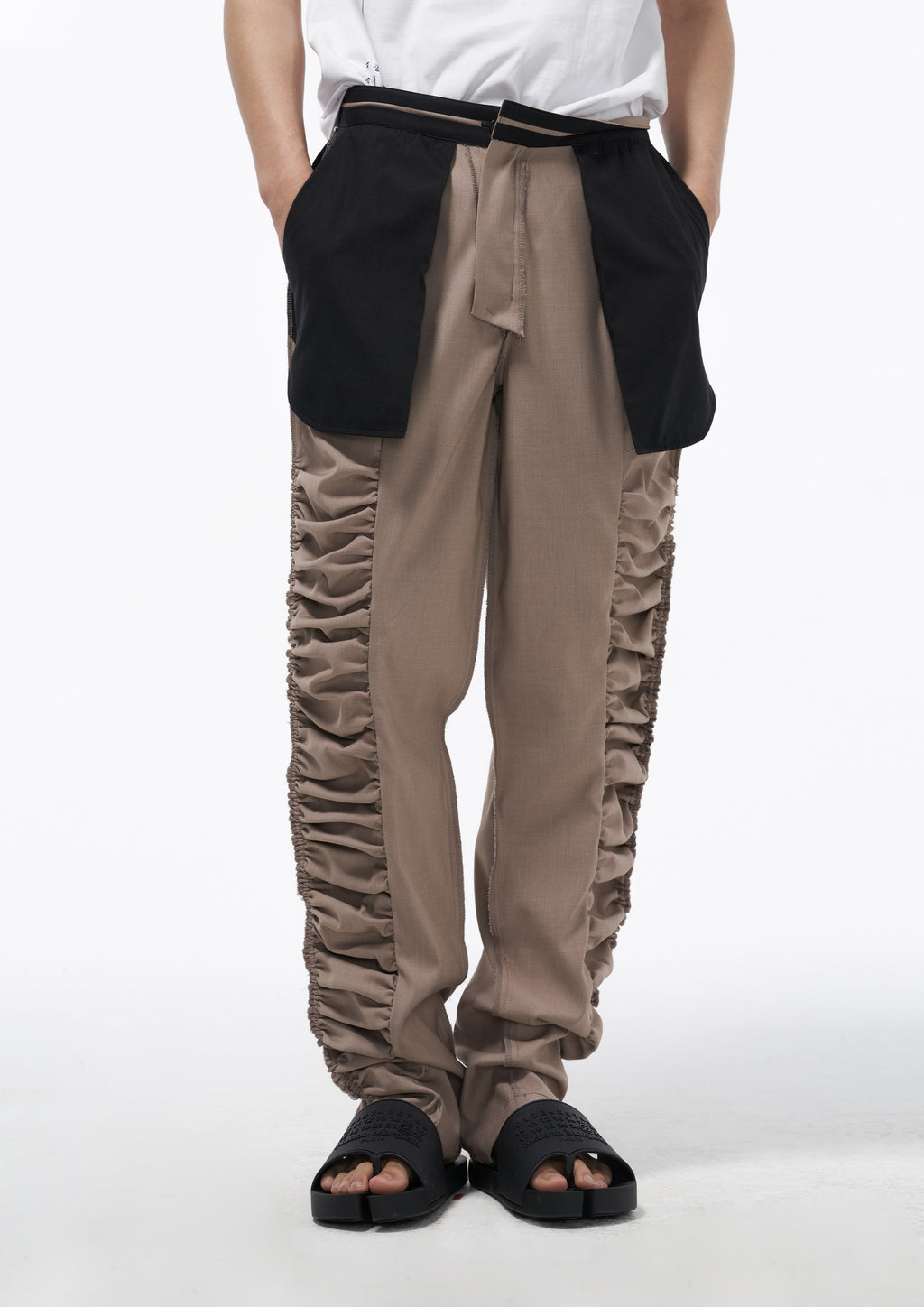 Unisex Double Waistband Ruched Trousers