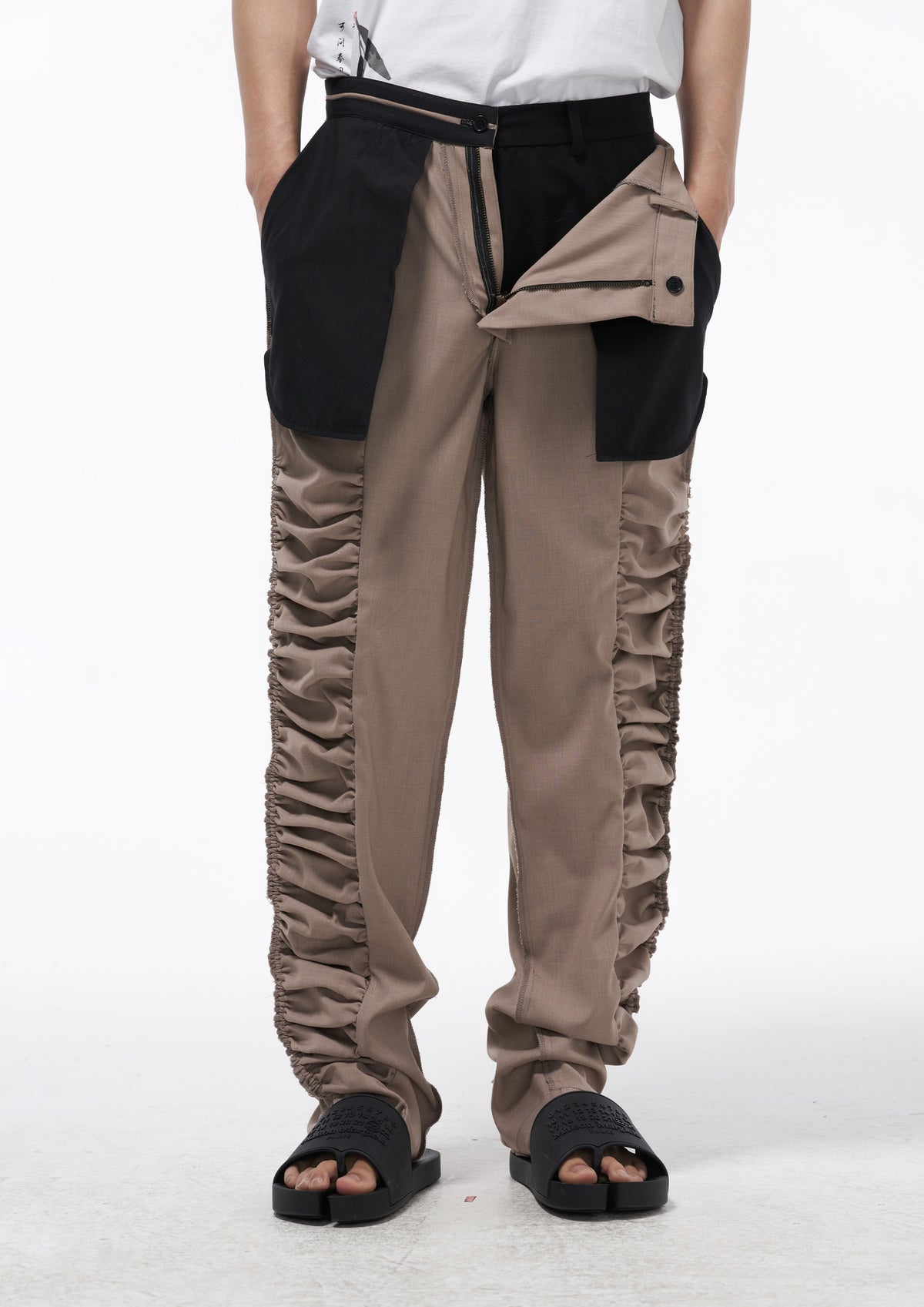 Unisex Double Waistband Ruched Trousers