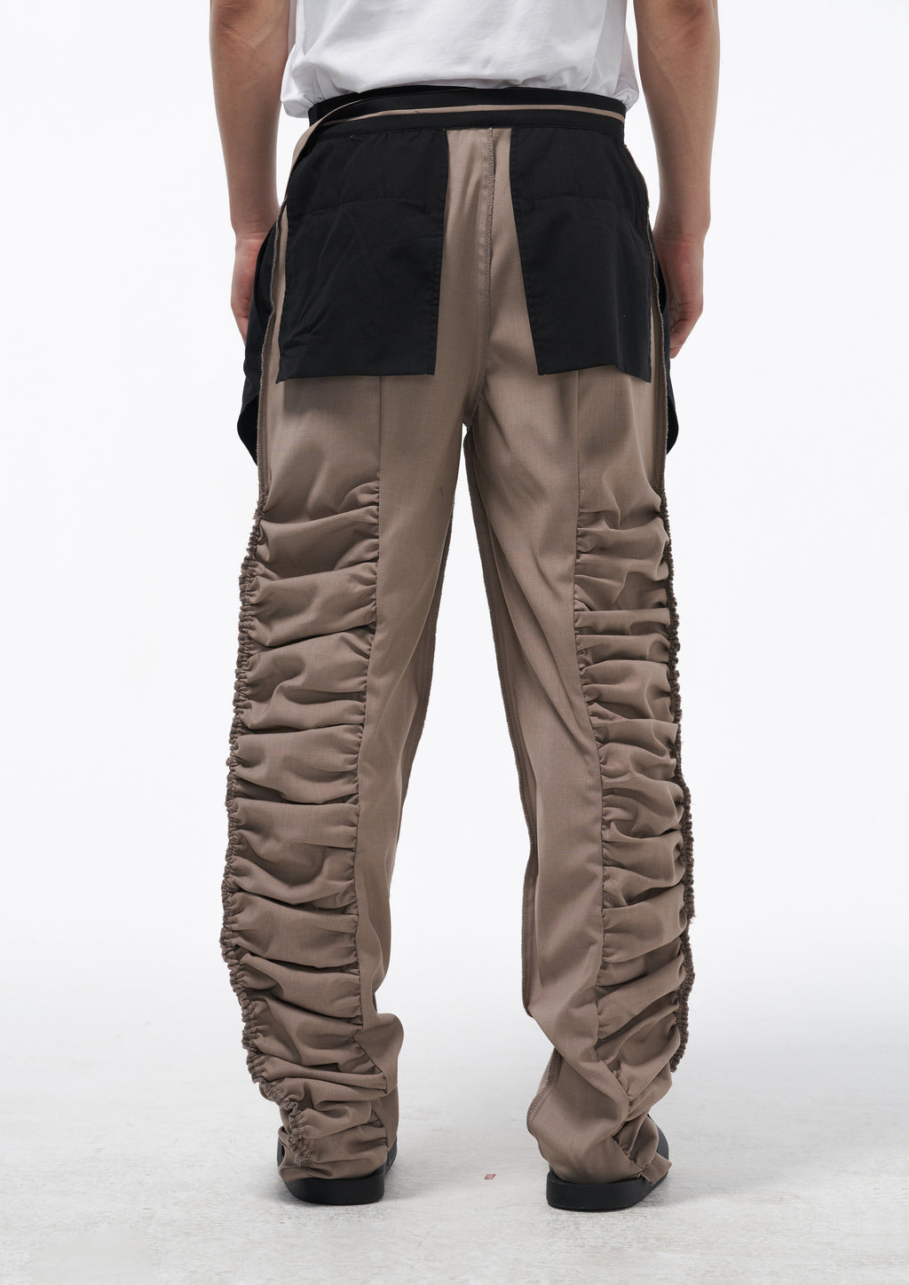 Unisex Double Waistband Ruched Trousers
