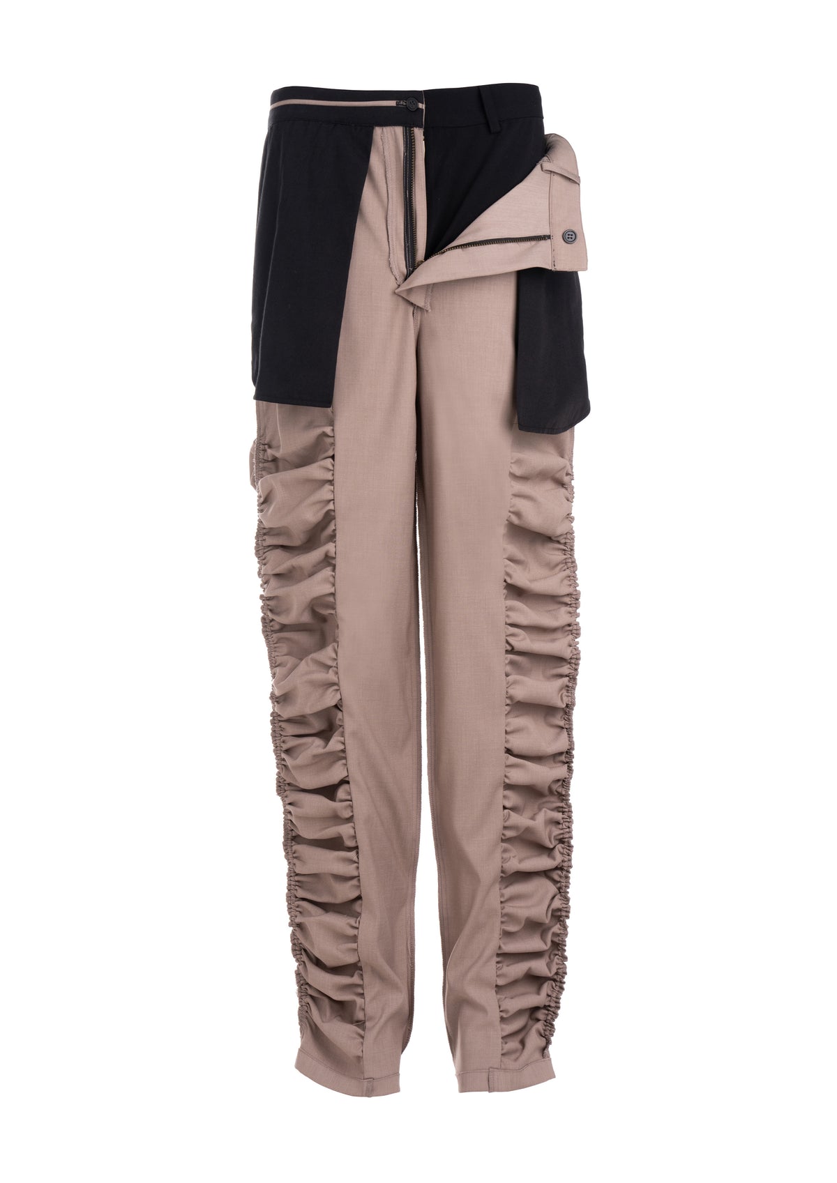 Unisex Double Waistband Ruched Trousers