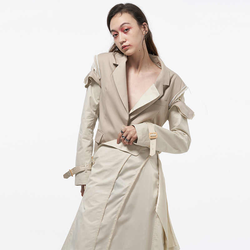 Unisex Deconstructed Detachable Blazer Dress, Convertible 2-in-1 Design