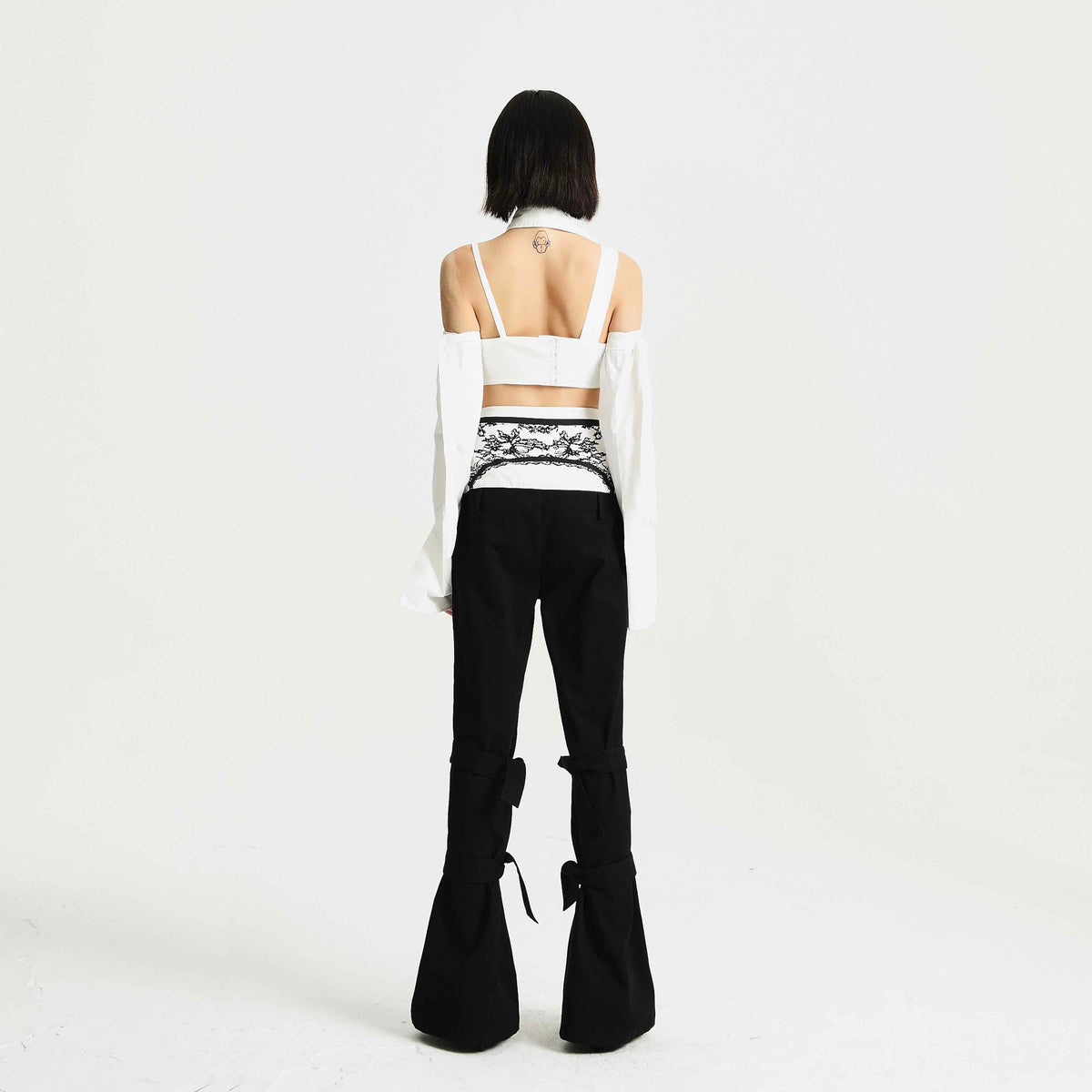 Asymmetric Halter Top with Detachable Long Sleeves