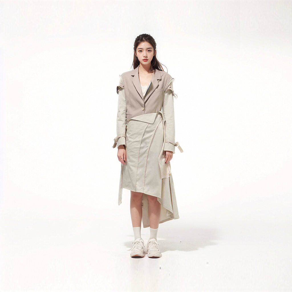 Unisex Deconstructed Detachable Blazer Dress, Convertible 2-in-1 Design