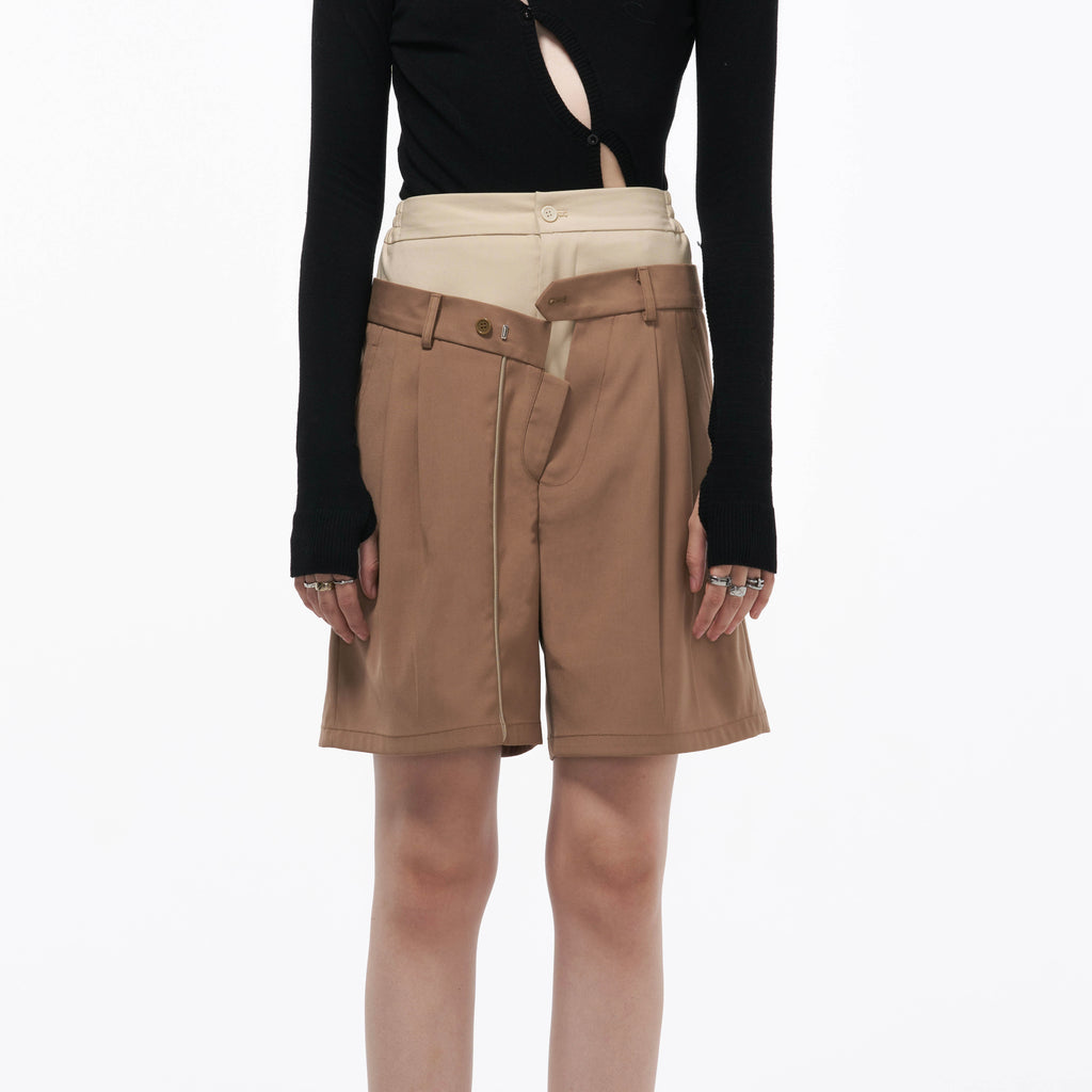 Unisex Double Waistband A-Line Bermuda Shorts